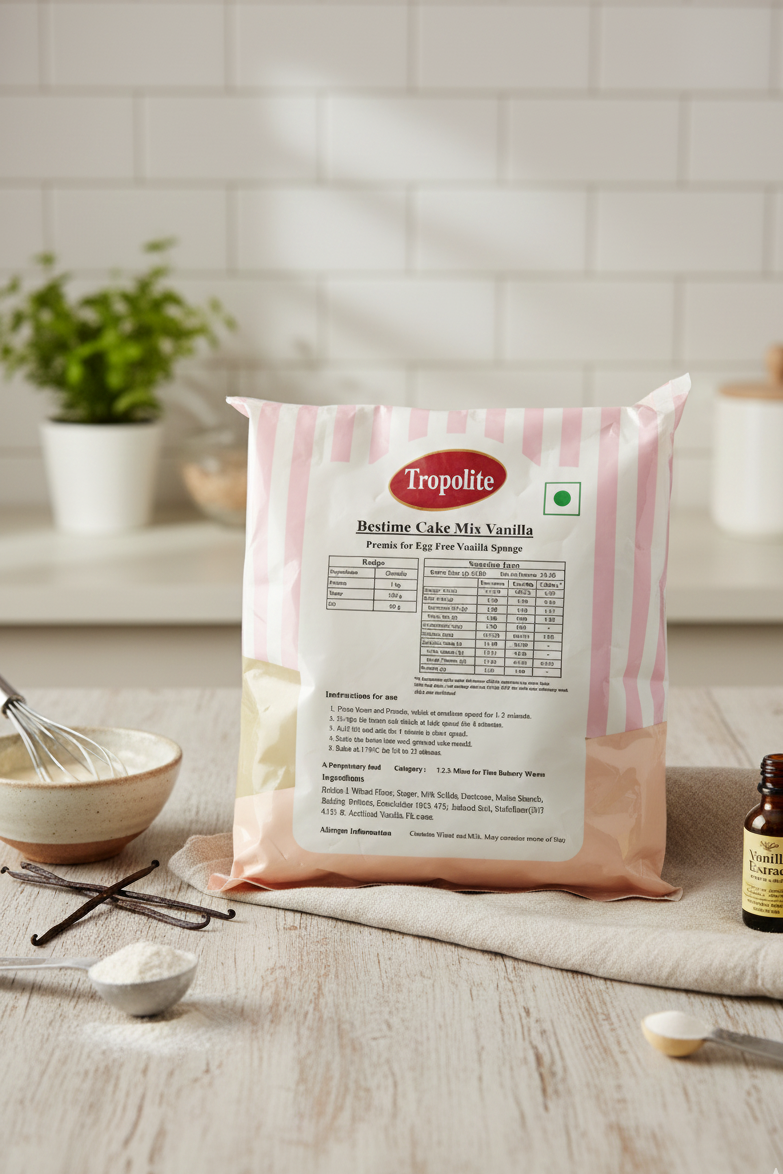 Tropolite Bestime Egg Free Cake Premix Vanilla 1kg