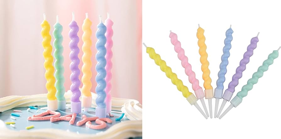 Candy Colorful Spiral Candles Pack Of 6