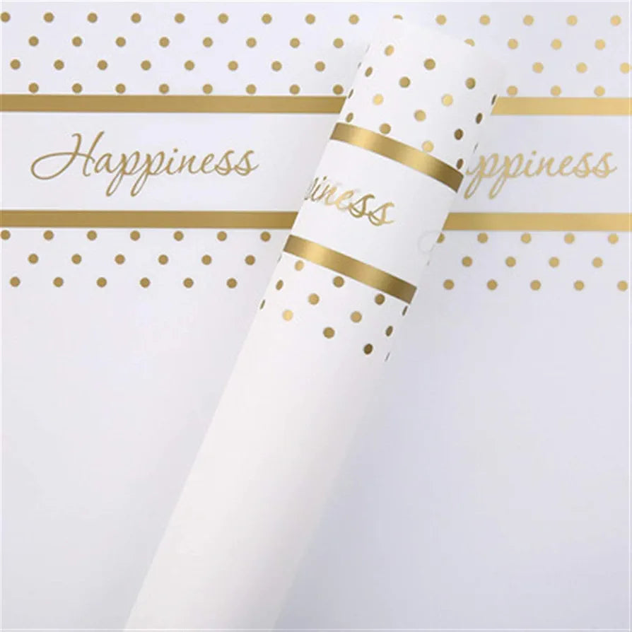 Flower Wrapping Paper White Gold Pack Of 5 Size - 22x21.5 inch