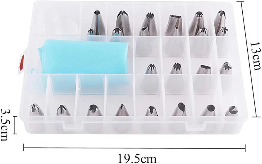 24 Piece Tips with Steel Nozzle Set and 1 Frosting Icing Piping Bag