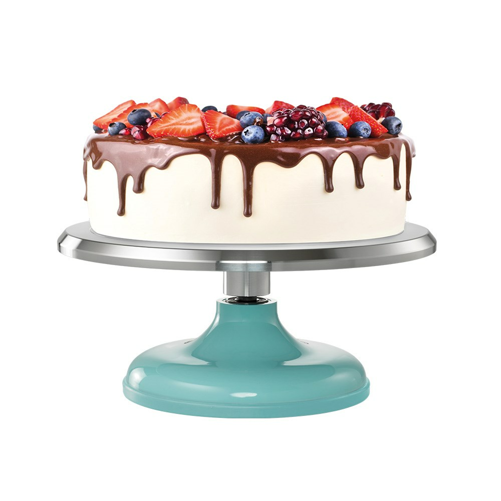 Steel Turntable/Rotating Cake Stand Heavy Duty with Bottom Grip (Random Color)