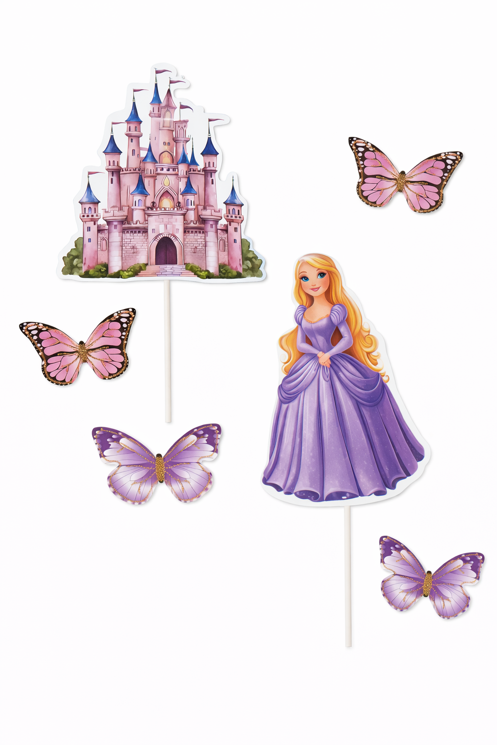 6 Pcs Princess Castle & Doll Cake Topper Set
