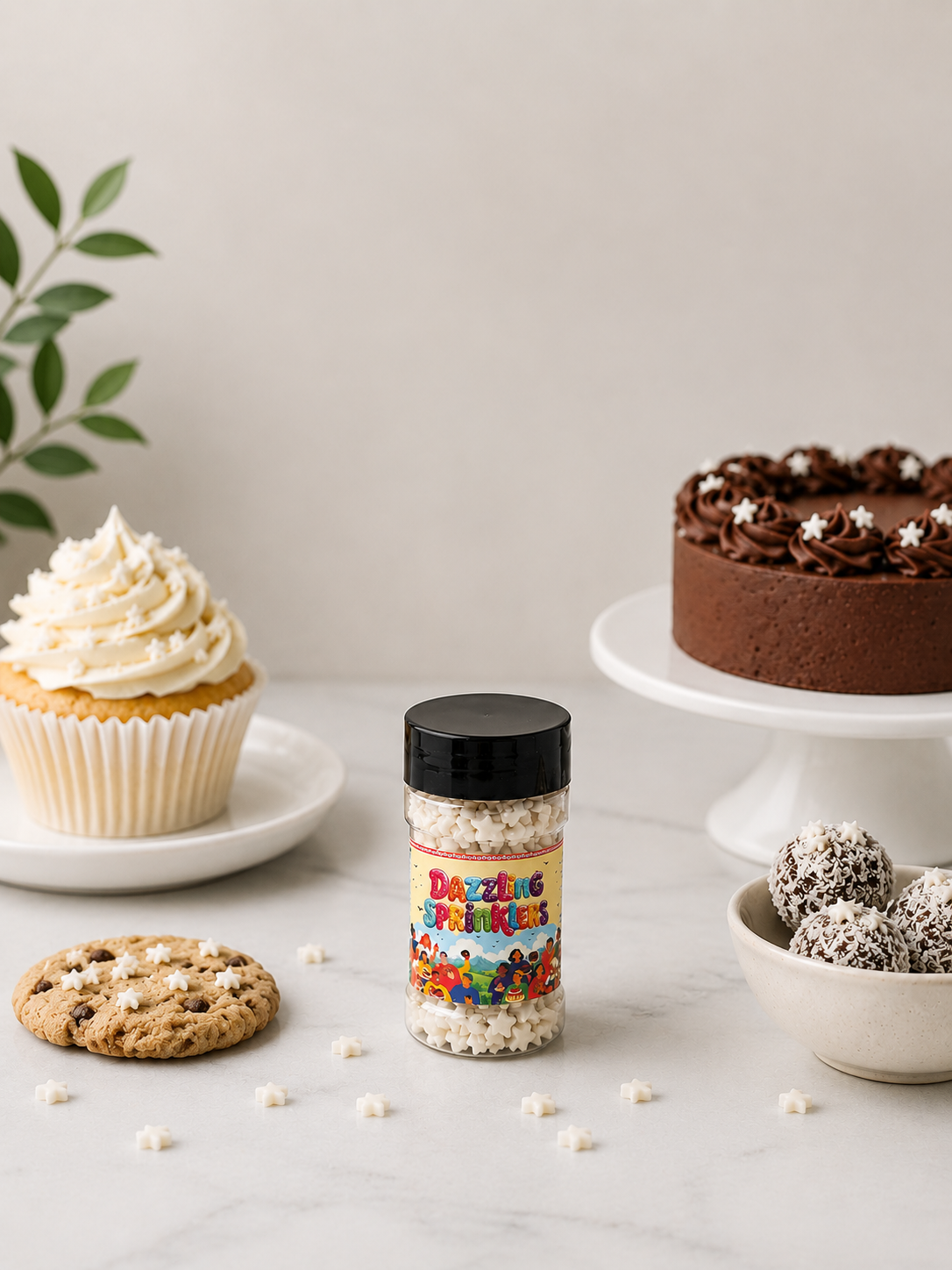 Pankraft White Star Dazzling Sprinkles 100gm