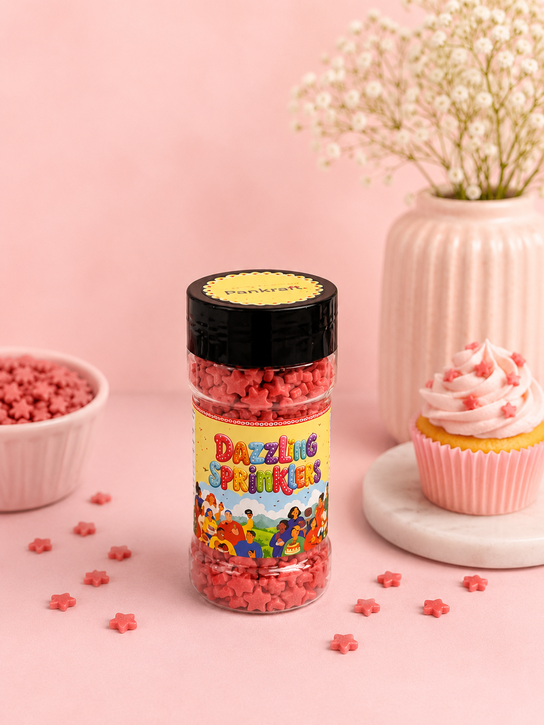 Pankraft red Star Dazzling Sprinkles 100gm