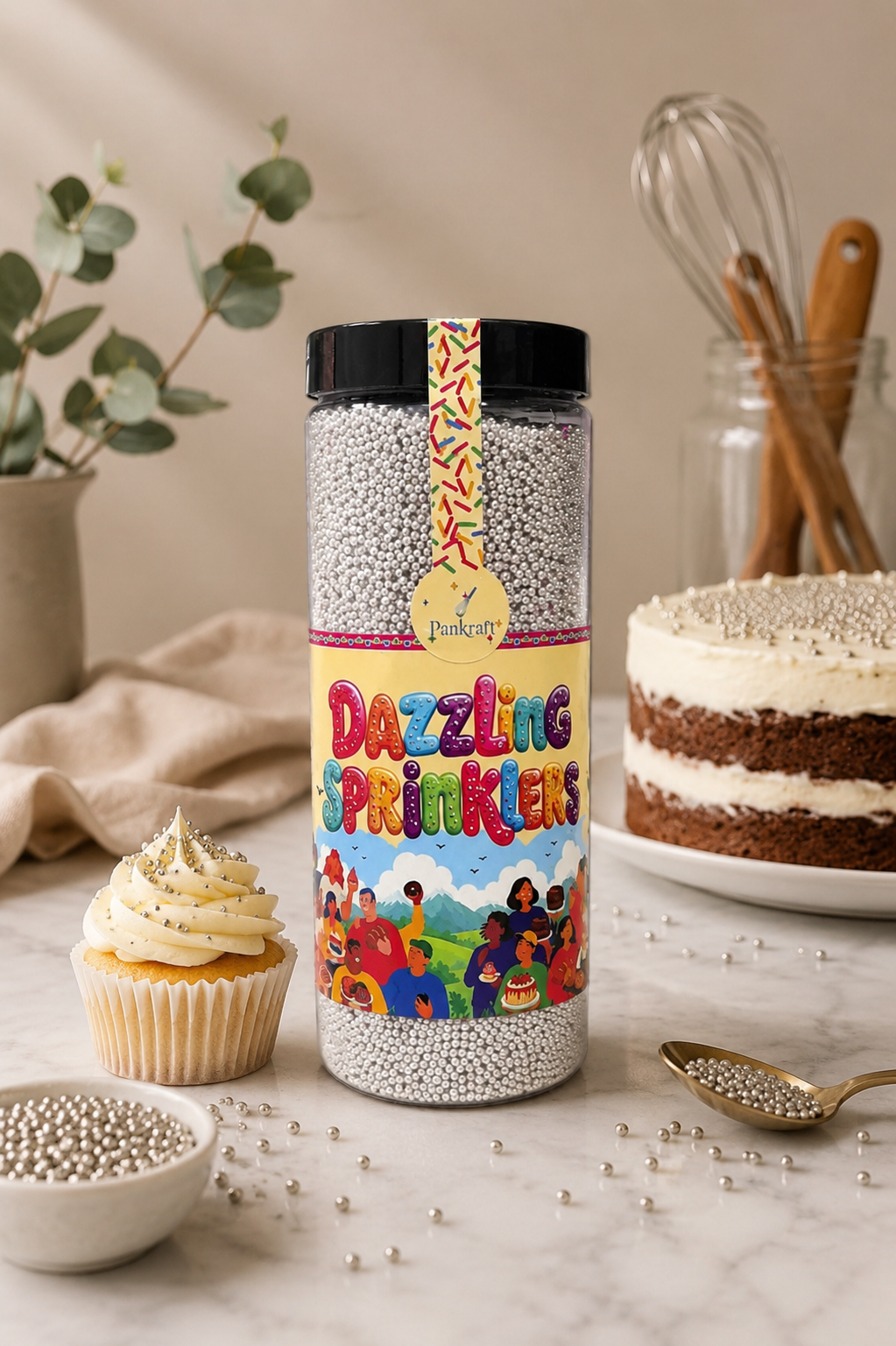 Pankraft Premium Silver Dazzling Sprinkles 750gm