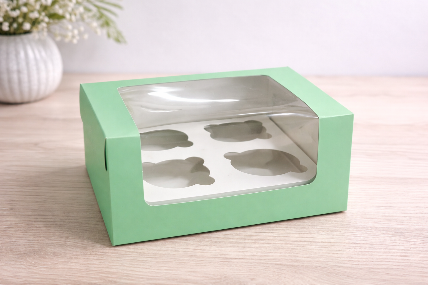 4 cavity cupcake box mint (size - 6*4)