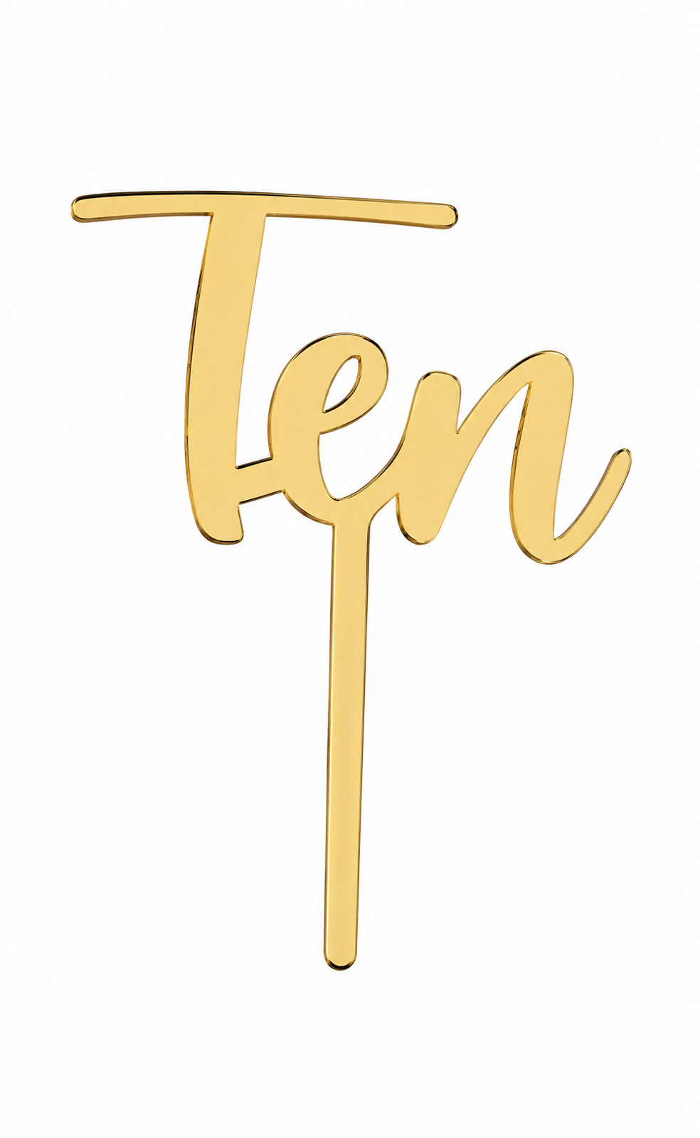 Ten Mirror Gold Acrylic Cake Topper 5 inch