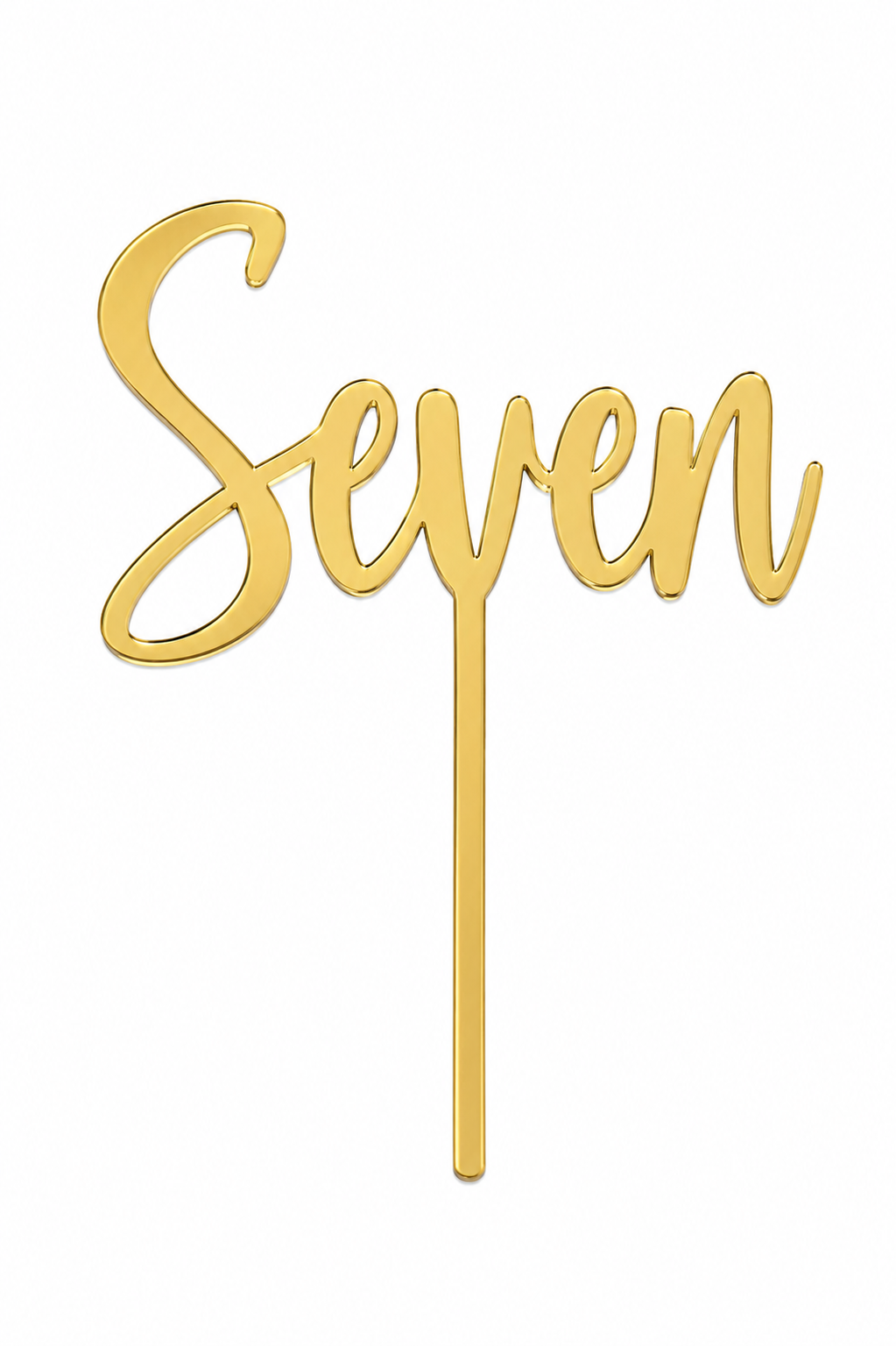 Seven Mirror Gold Acrylic Cake Topper 5 Inch