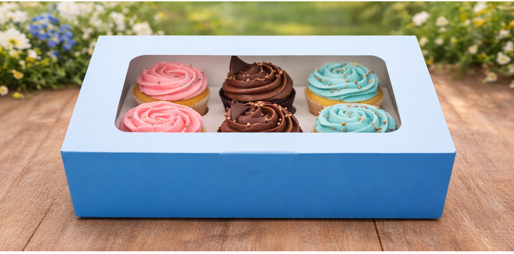 6 cavity cupcake box blue (size - 10*6*4)