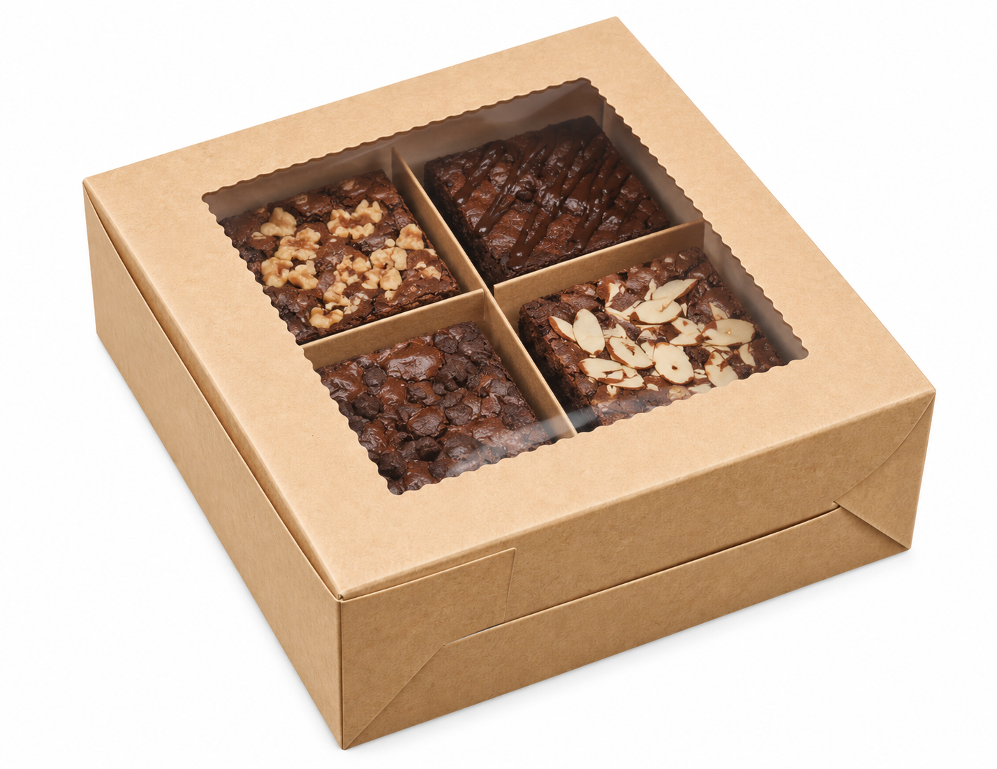 4 Pcs Brownie window kraft box pack of 10
