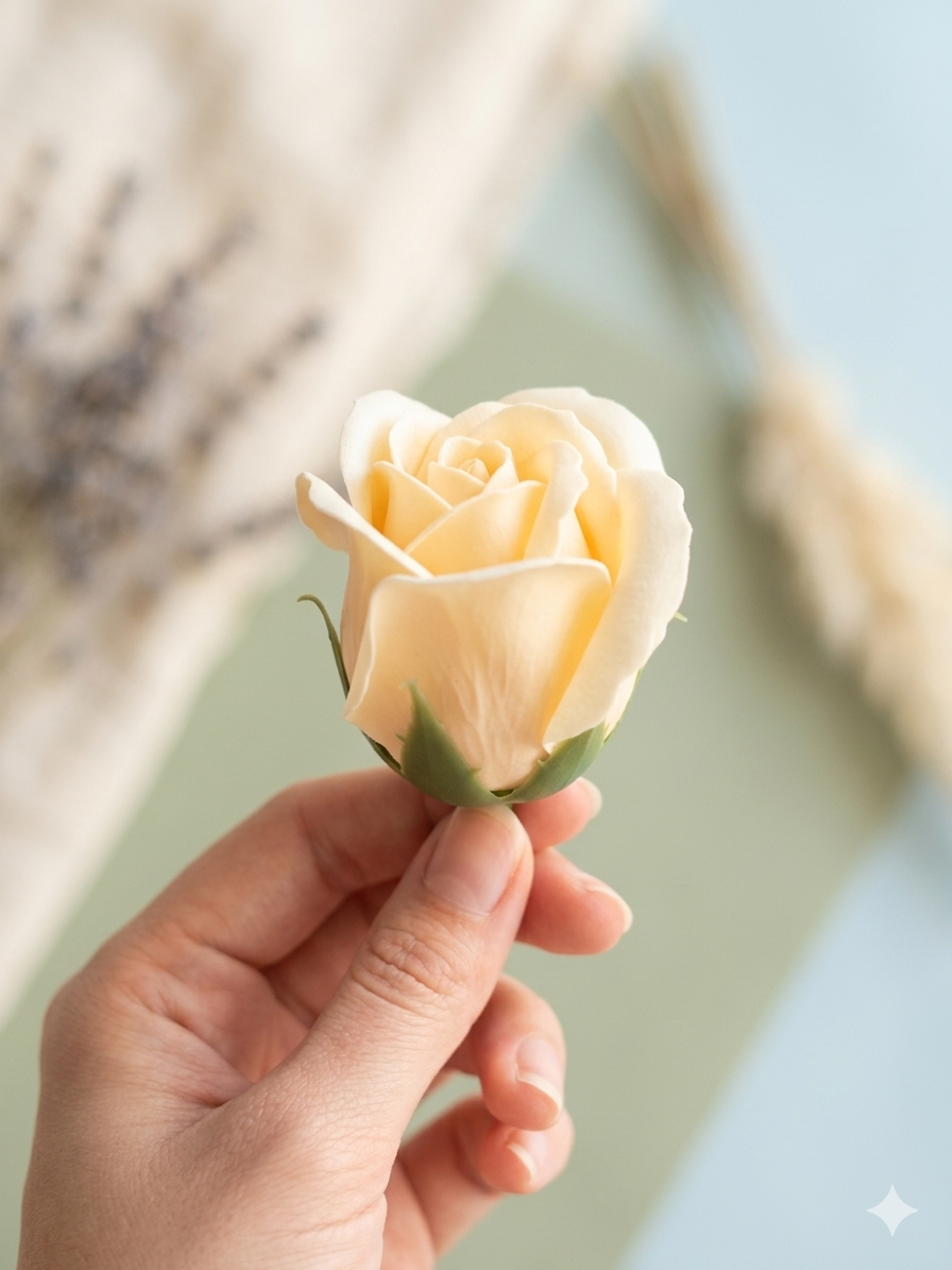 Artificial scented Peach colour Rose flower