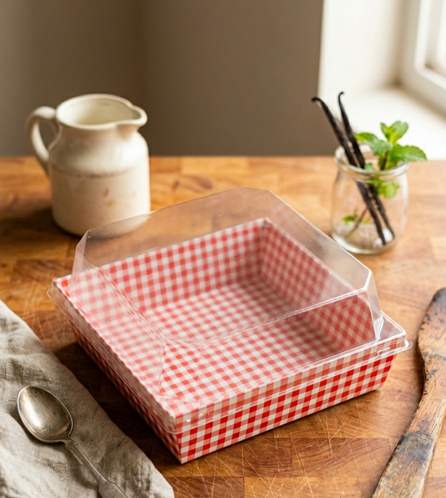 Red Loaf mould with lid bake and serve mould Square Size-4.9x4.5x1.5 inch