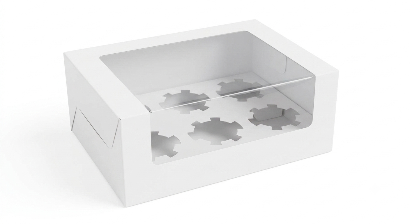 6 Cavity Cupcake Box Size - 10x6x4 Inch
