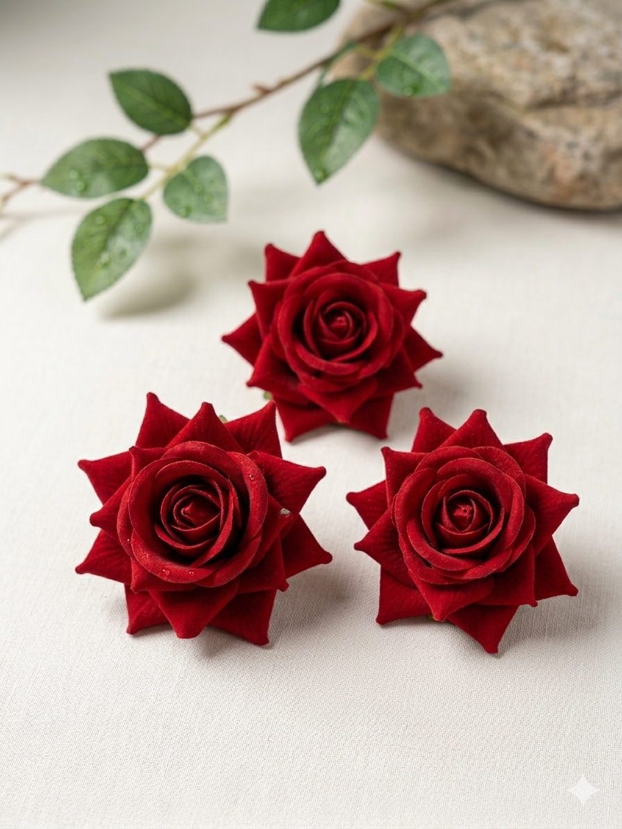 Artificial Red Velvet Rose Flower