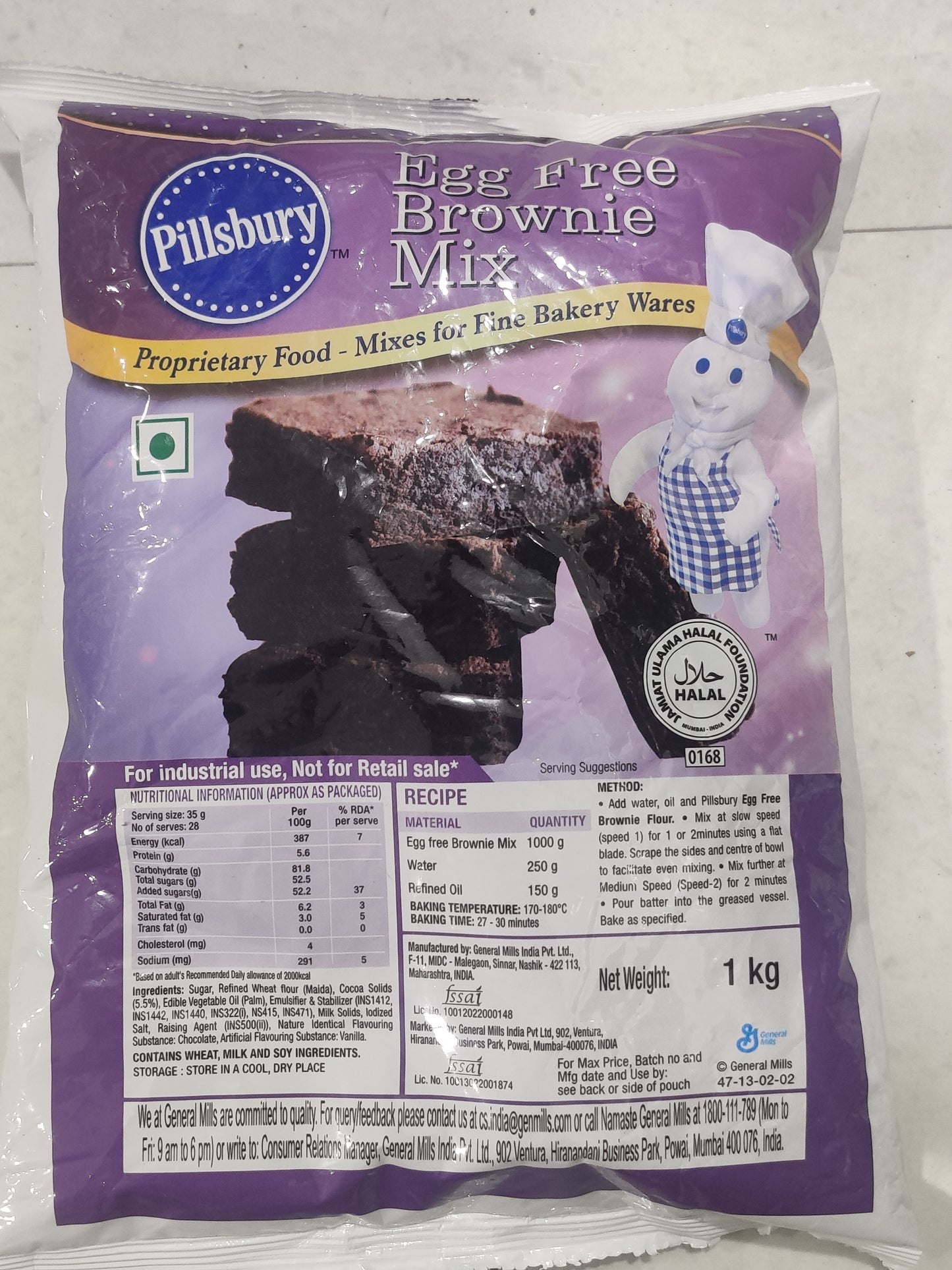 Pillsbury Egg Free Brownie Premix 1kg