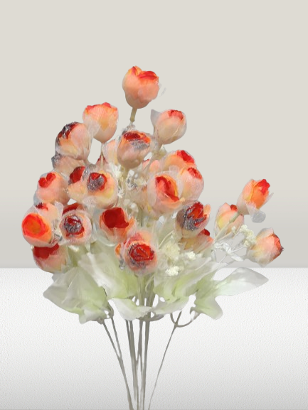 Orange with white Artificial Flower Bouquet