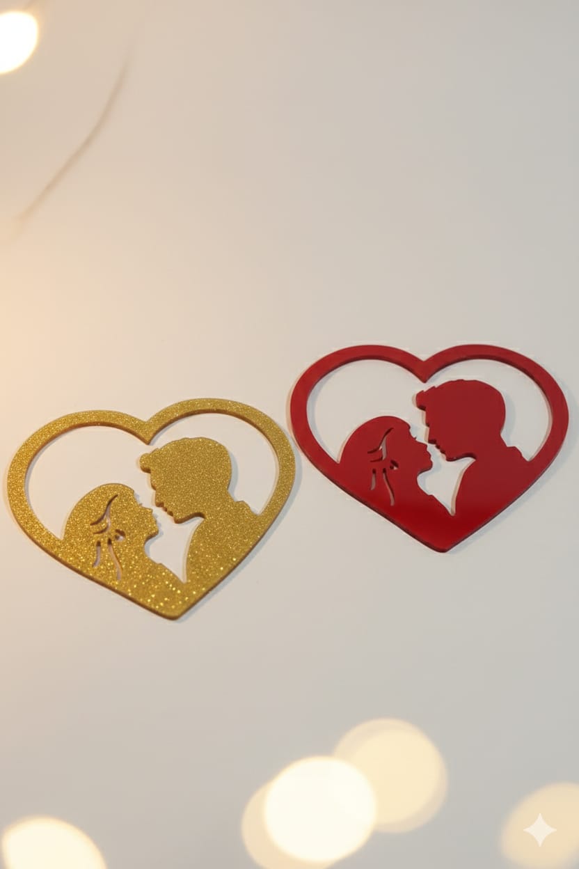 Couple Heart Cutout Acrylic Cake Topper