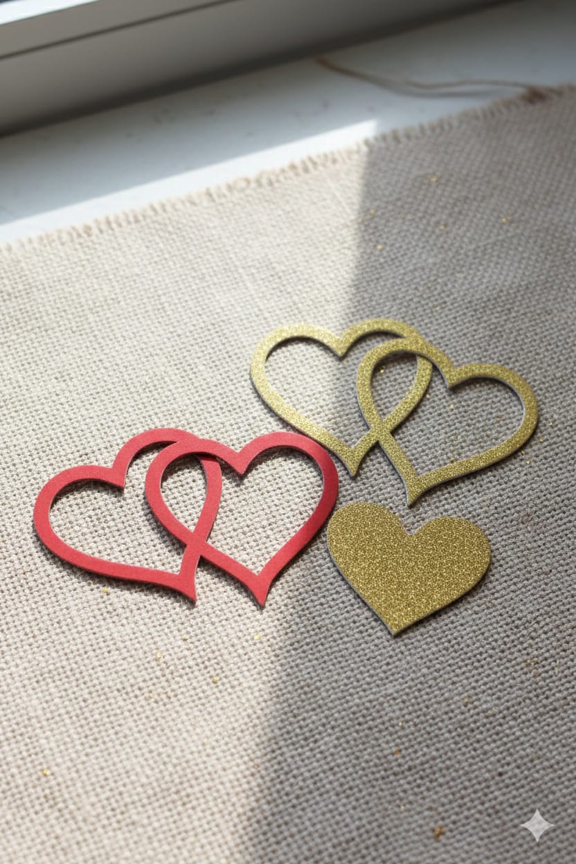 Double Heart Cutout Acrylic Cake Topper