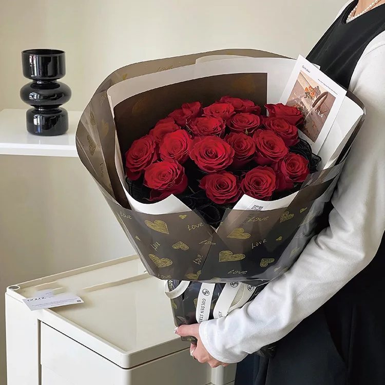 Flower Wrapping Black Transparent Paper Pack Of 5 Size - 22x21.5 inch