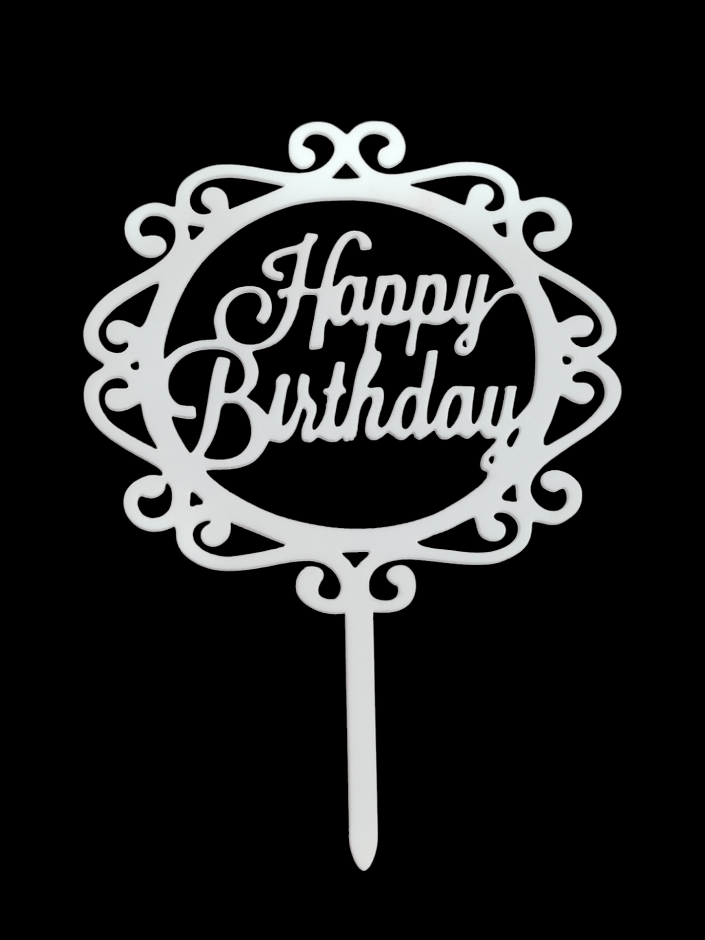 Happy Birthday White Acrylic Topper RT01023
