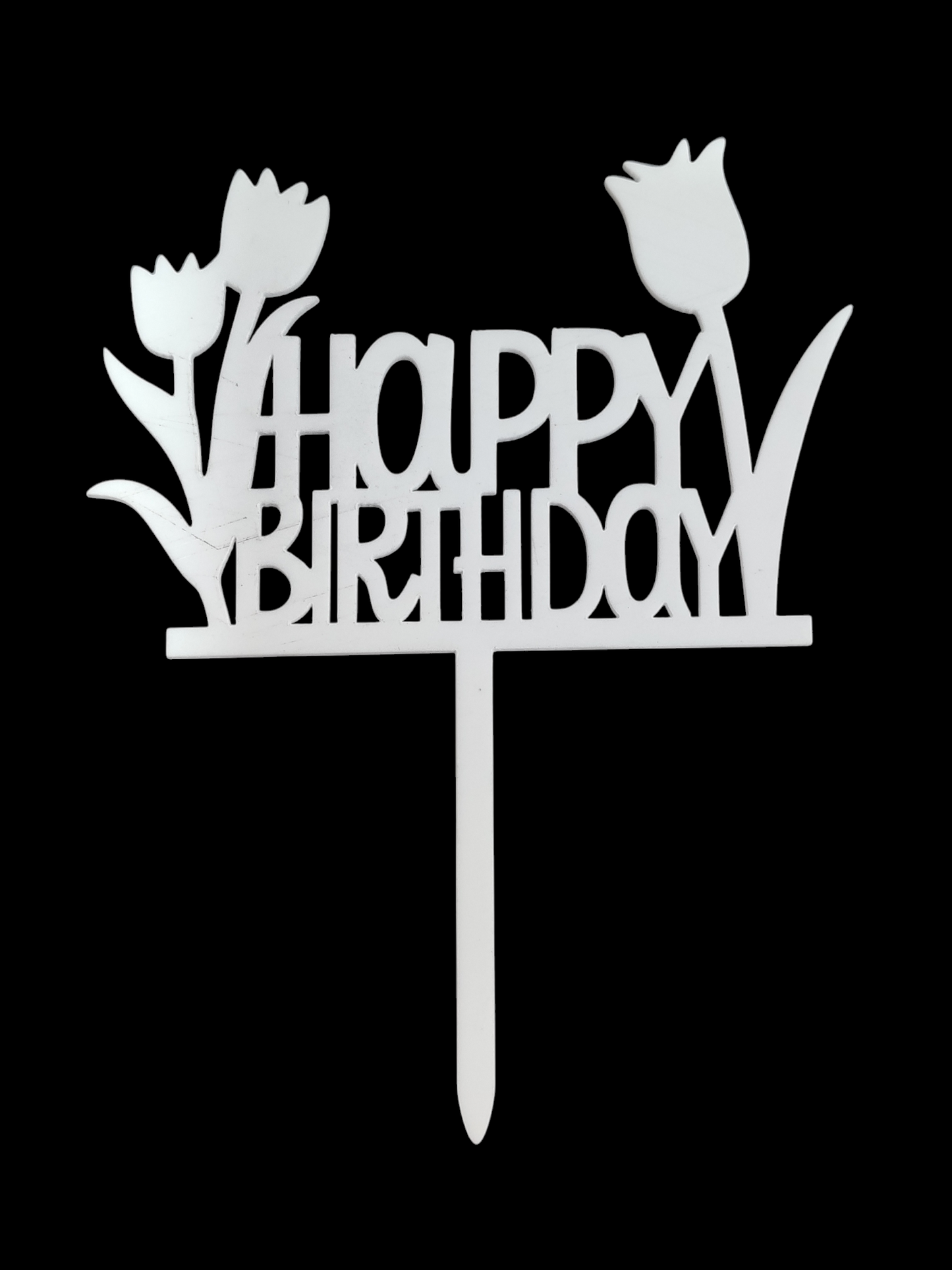 Happy Birthday White Acrylic Topper RT00760
