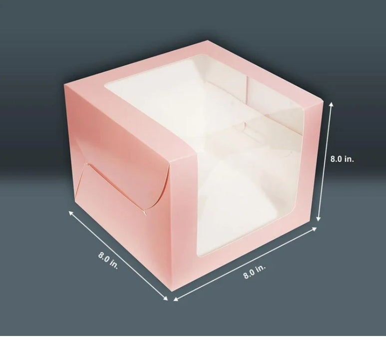 L Shape Window Cake Box Size - 8*8*8 Peach colour