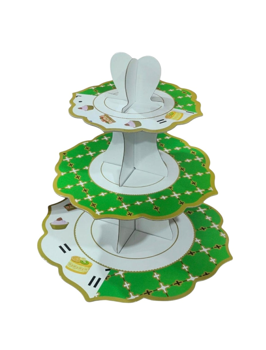 3Tier Green Round Cup Cake Stand