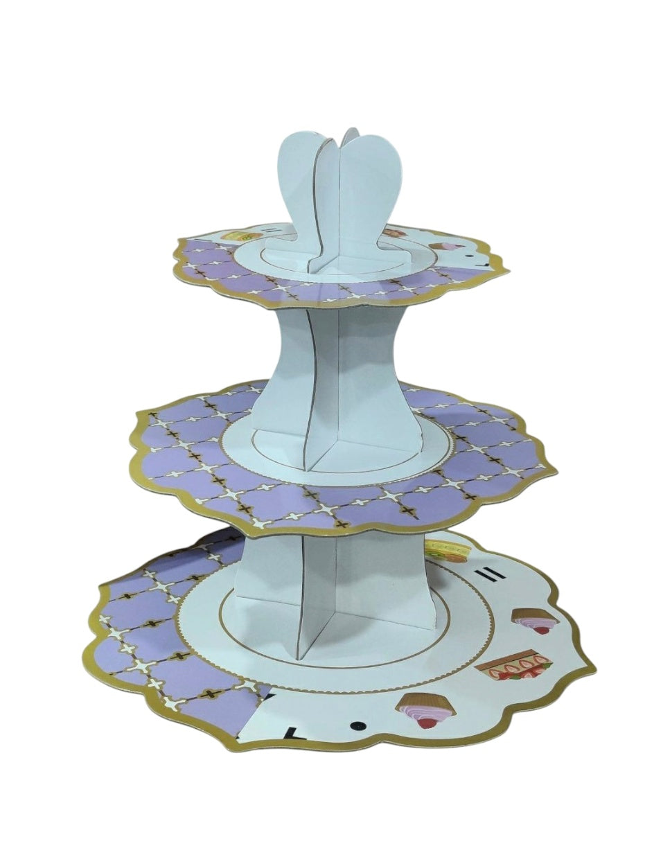3Tier Purple Round Cup Cake Stand