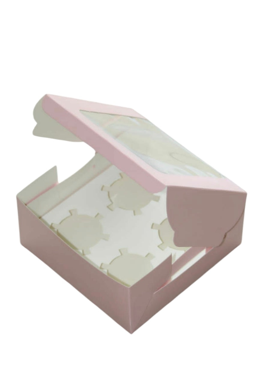 4 Cavity Window Cupcake Box Size 7x7x3.5 inch