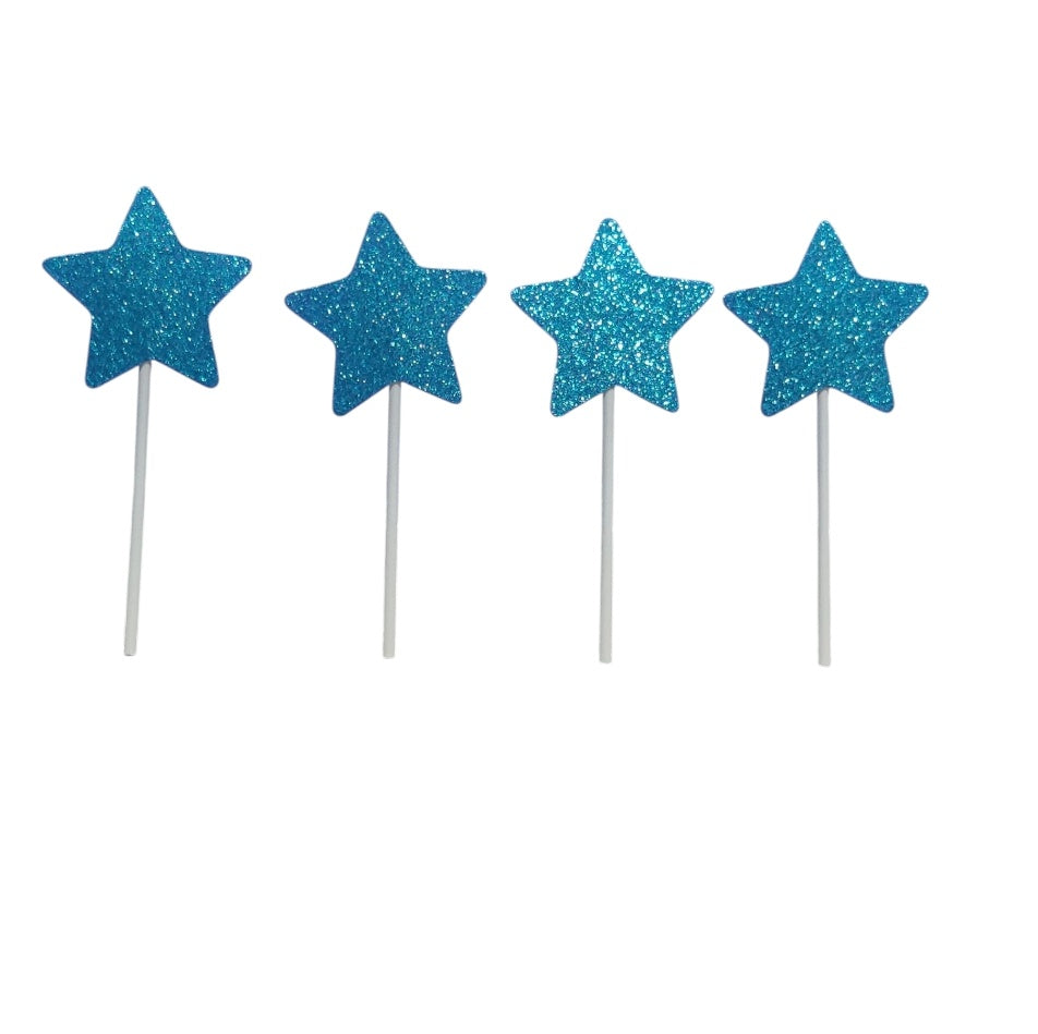 Blue Star Glitter Topper Pack Of 10