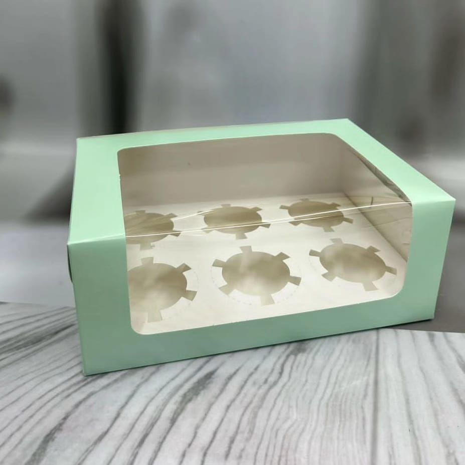 6 Cavity Window Cupcake Box Size 10x7x4