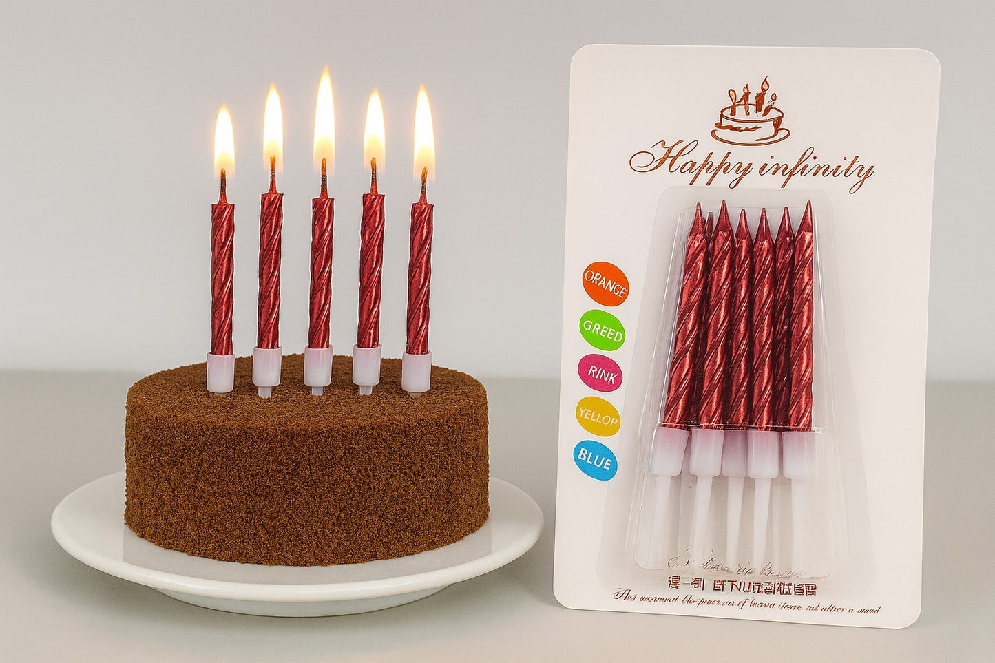 Small Red Spiral Birthday Candle Pack of 10