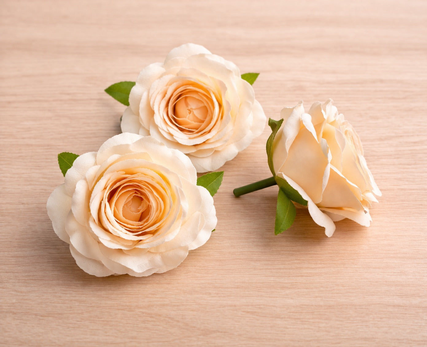 Korean Peach Artificial Rose Flower Pack of 3