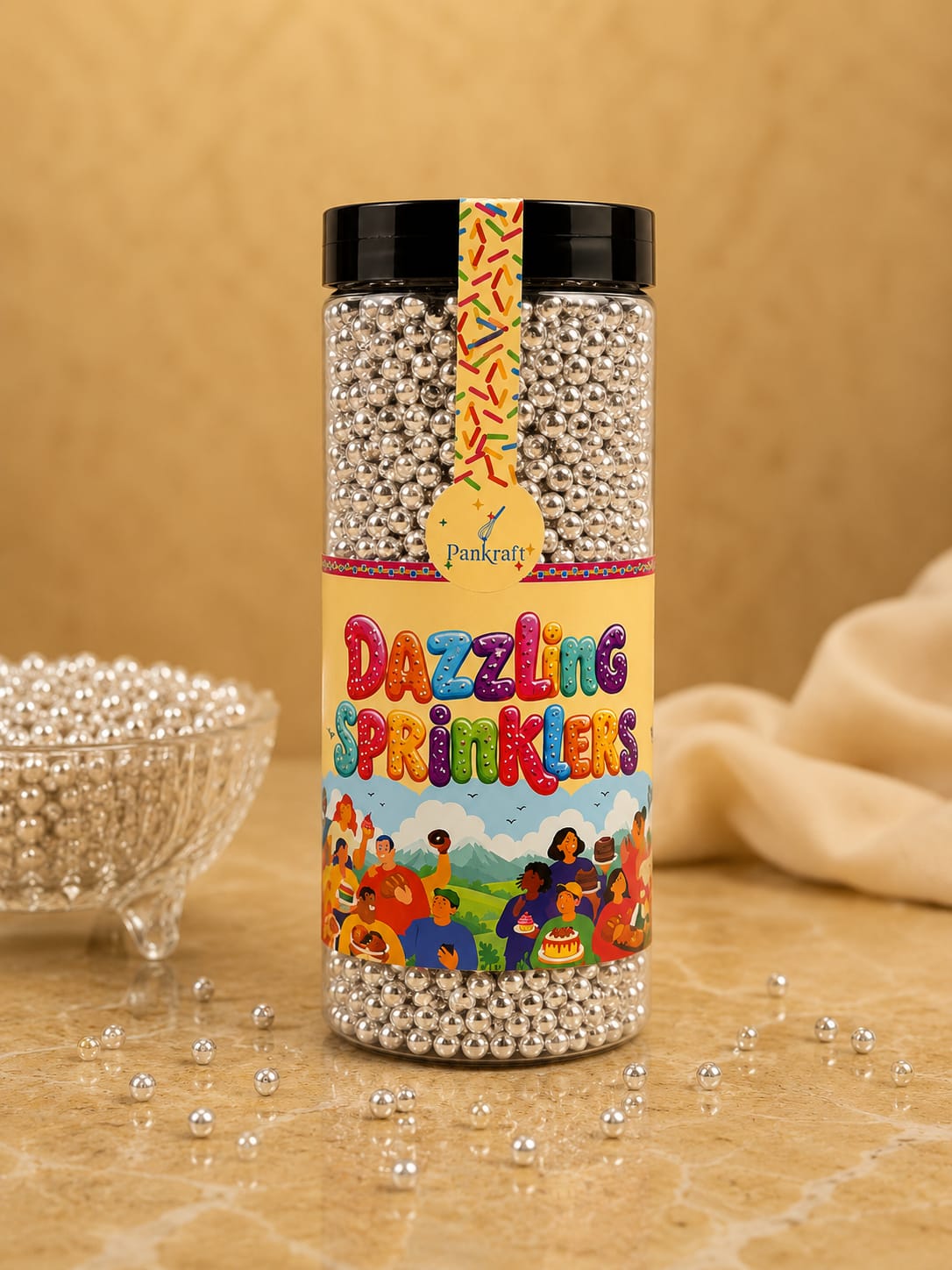 Pankraft Premium Silver 6mm Dazzling Sprinkles 750gm
