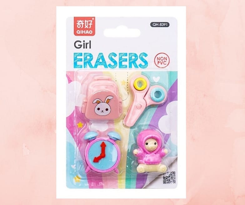Girl theme Eraser set Of 4