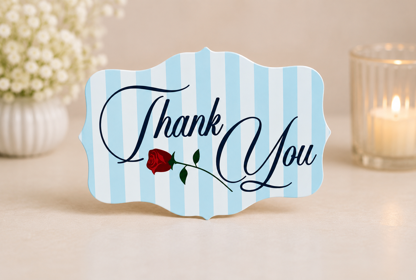 Blue Strip Thank You Card Pack of 10