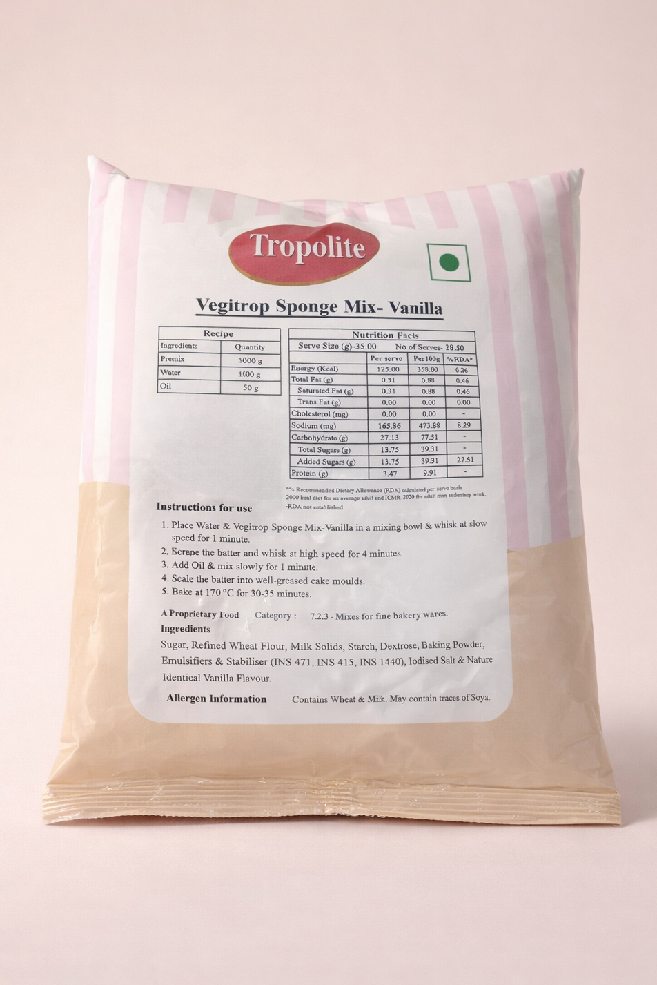 Tropolite vegitrop sponge mix - Vanilla 1 kg
