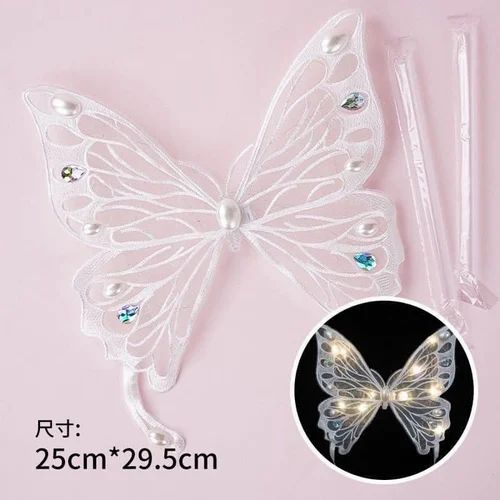 Ceramic Fairy Doll Cake Topper with Embroidered Butterfly Wings - blue and pink