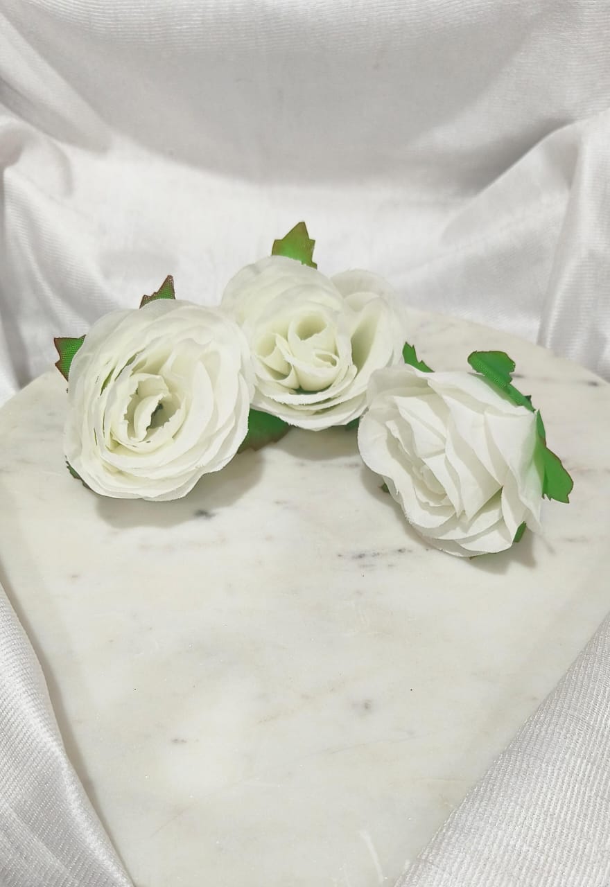 Artificial White Rose Flower 4172-C pack of 3