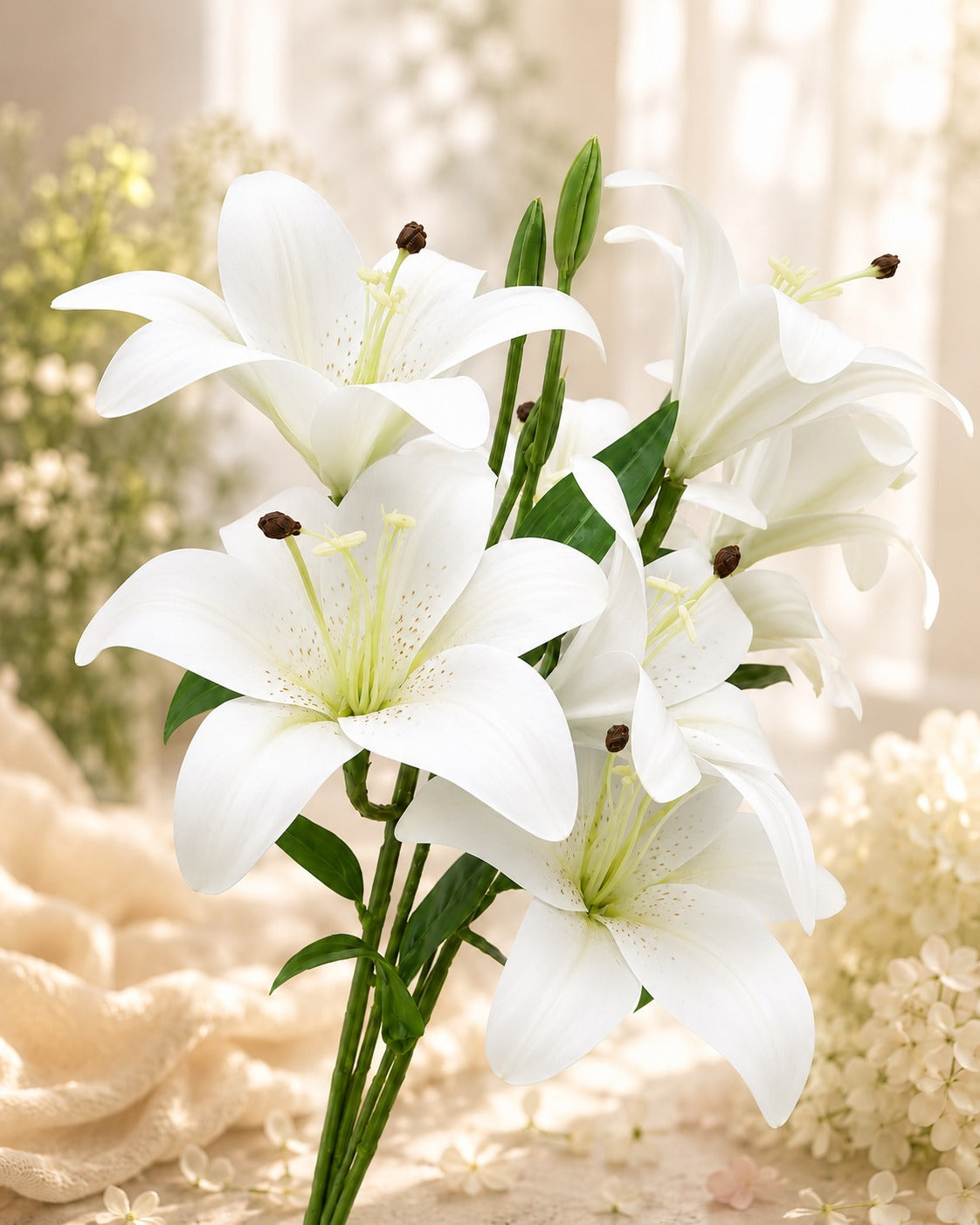 Artificial white Lily Flower Bouquet