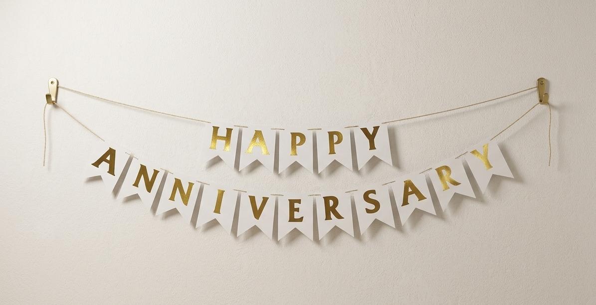 White Happy Anniversary banner