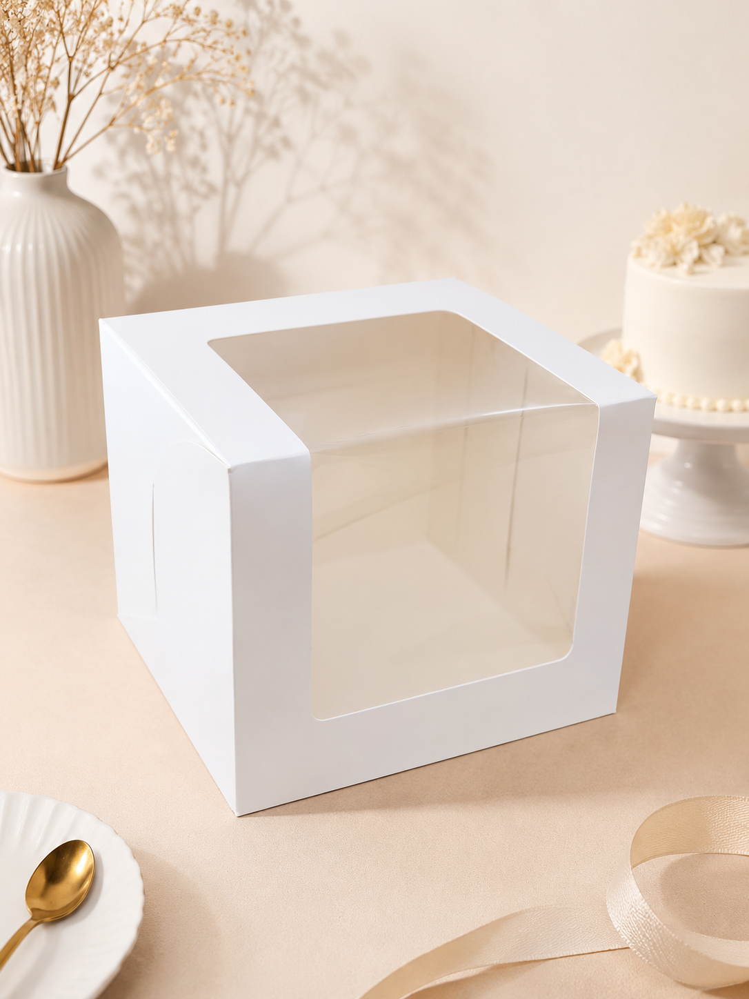 L Shape Window Cake Box Size 8x8x8 pack of 10