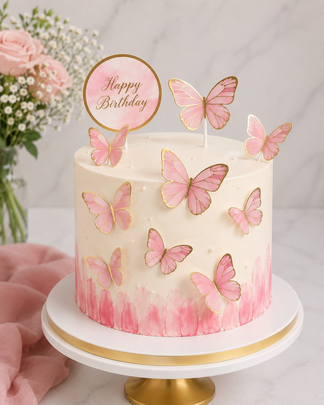 Happy Birthday butterfly topper