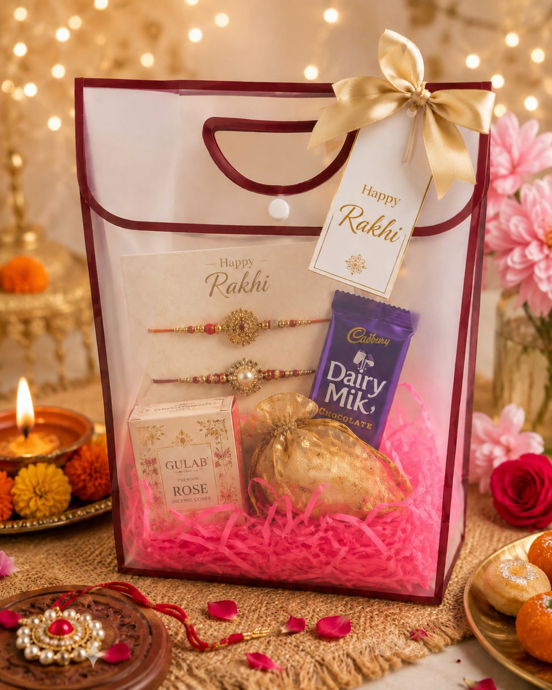 Rakhi Goodies Bag size 9.5x7