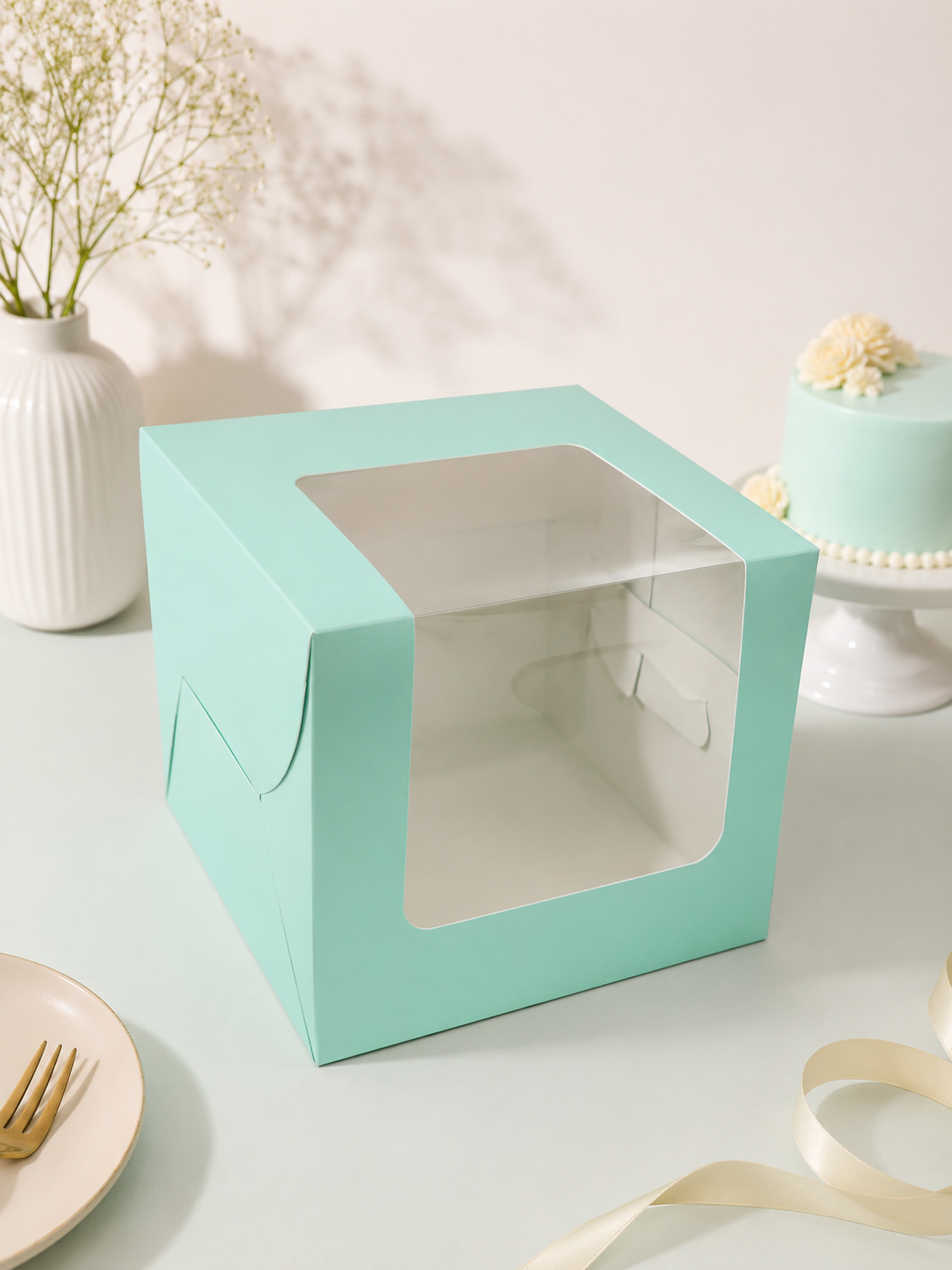 L Shape Window Cake Box size 8x8x8 pack of 10