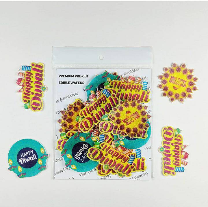 Tastycraft Pre-Cut Wafer Paper happy diwali- 10 Pcs