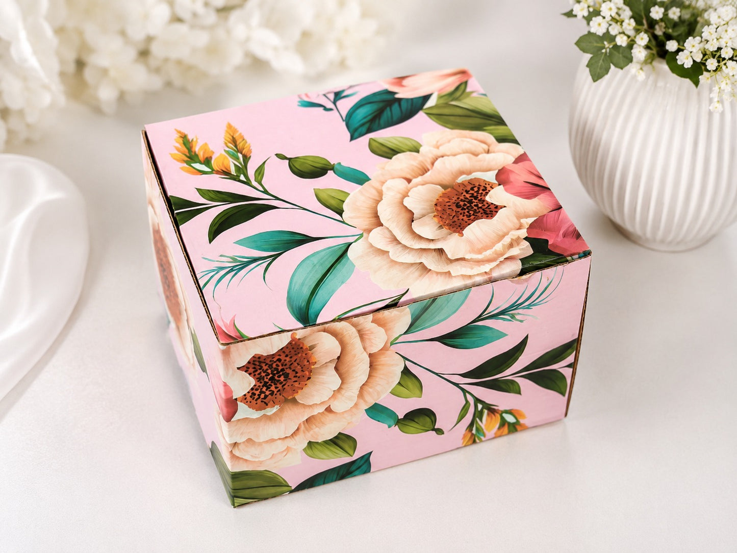Pink 1 pound printed cake box 8×8×5 inch
