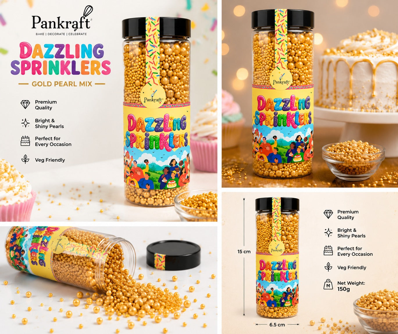 Pankraft Golden Mix Pearl Dazzling Sprinkler 750gm