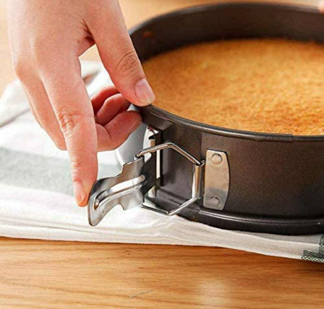 Teflon Coated Spring Form Cake Mould Pan Set Baking Tray Removable Cake Tin (3 Pcs 18cm 20cm 22cm, Black)
