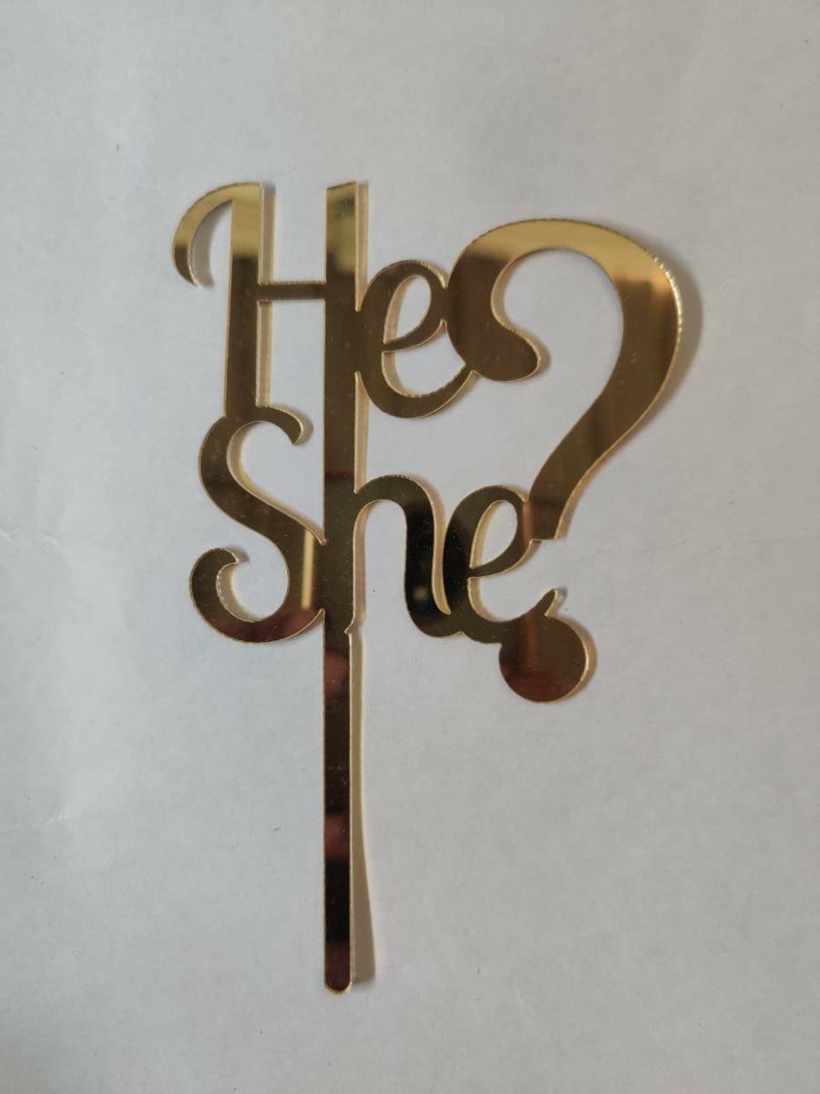 He or She Acrylic cake Topper RT00124